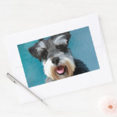 Miniatur Schnauzer Aquarellmalerei Rechteckiger Aufkleber (Umschlag)