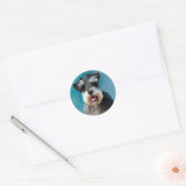 Miniatur Schnauzer Aquarellmalerei Runder Aufkleber (Umschlag)