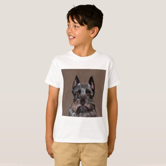 Miniatur Schnauzer Aquarellmalerei T-Shirt (Vorne ganz)