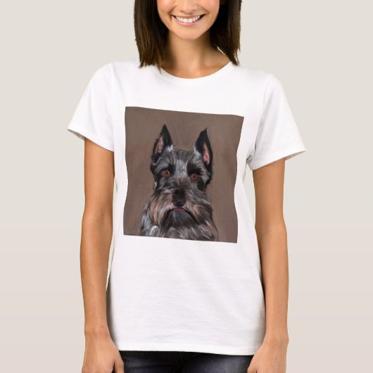 Miniatur Schnauzer Aquarellmalerei T-Shirt (Vorderseite)