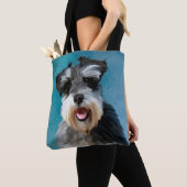 Miniatur Schnauzer Aquarellmalerei Tasche (Von Nahem)