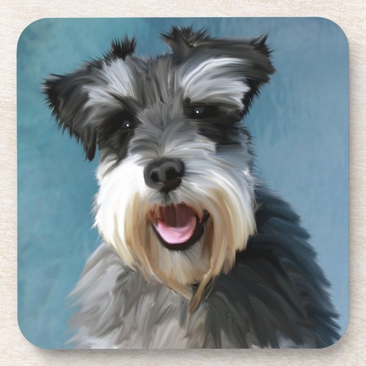Miniatur Schnauzer Aquarellmalerei Untersetzer (Vorderseite)