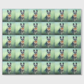 Miniatur Schnauzer Dog Aquarellmalerei Geschenkpapier (Flach)