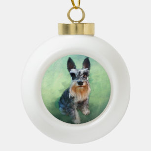 Miniatur Schnauzer Dog Aquarellmalerei Keramik Kugel-Ornament