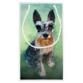 Miniatur Schnauzer Dog Aquarellmalerei Kleine Geschenktüte (Rückseite)