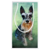 Miniatur Schnauzer Dog Aquarellmalerei Kleine Geschenktüte (Vorderseite)