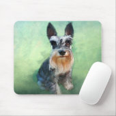 Miniatur Schnauzer Dog Aquarellmalerei Mousepad (Mit Mouse)