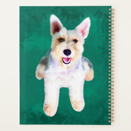 Miniatur Schnauzer Dog Aquarellmalerei Planer (Rückseite)