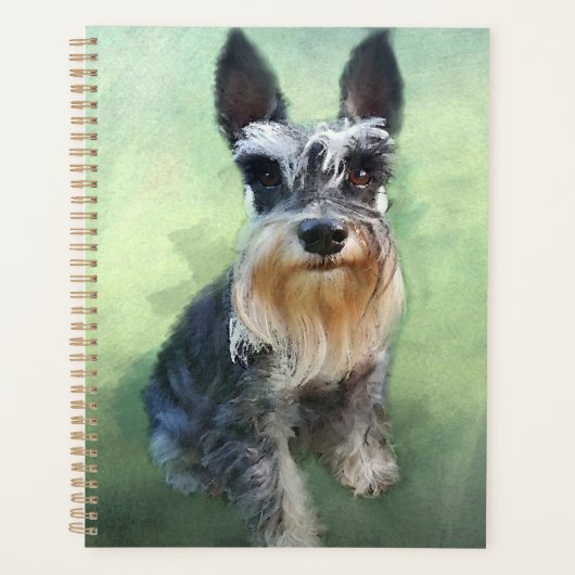Miniatur Schnauzer Dog Aquarellmalerei Planer (Vorderseite)