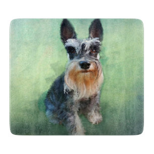 Miniatur Schnauzer Dog Aquarellmalerei Schneidebrett