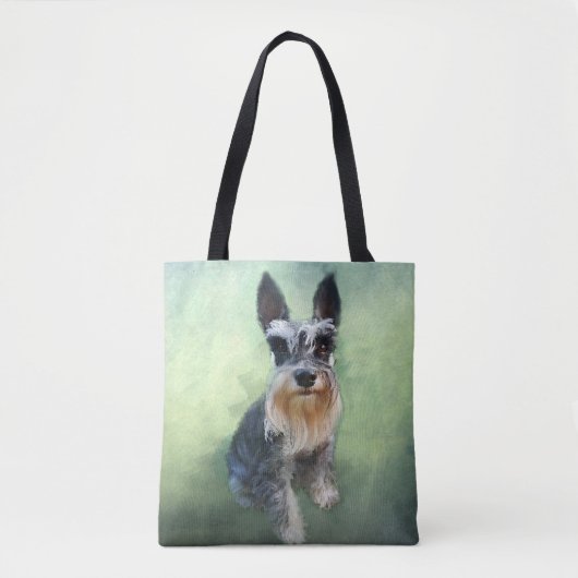 Miniatur Schnauzer Dog Aquarellmalerei Tasche (Vorderseite)