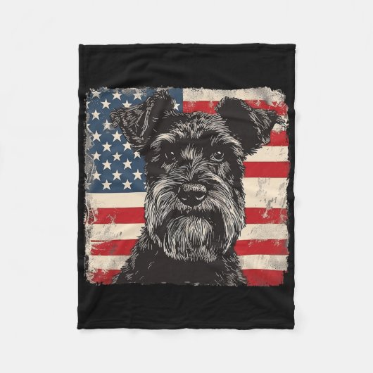 Miniatur Schnauzer Dog Patriotic 4. Juli Geschenk Fleecedecke (Vorderseite)