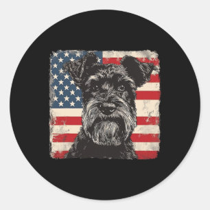 Miniatur Schnauzer Dog Patriotic 4. Juli Geschenk Runder Aufkleber