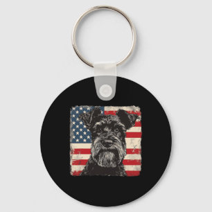 Miniatur Schnauzer Dog Patriotic 4. Juli Geschenk Schlüsselanhänger