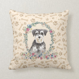 Miniatur Schnauzer Dog Pfosten Print & Floral Nied Kissen