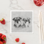 Miniatur Schnauzer Graustufen Digitale Kunst Serviette (Beispiel)
