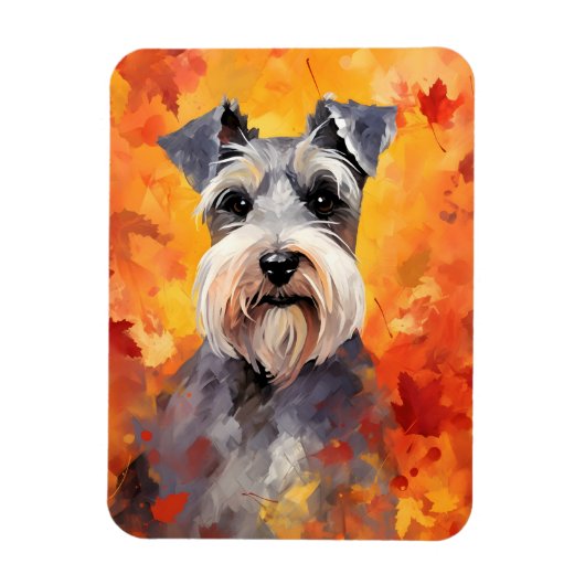 Miniatur Schnauzer HerbstErntedank Magnet (Vertikal)