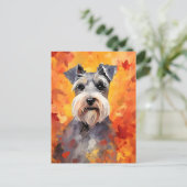 Miniatur Schnauzer HerbstErntedank Postkarte (Stehend Vorderseite)
