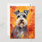 Miniatur Schnauzer HerbstErntedank Postkarte (Vorne/Hinten)