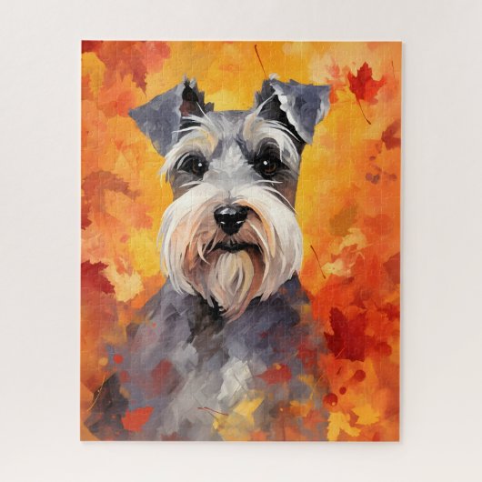 Miniatur Schnauzer HerbstErntedank Puzzle (Vertikal)