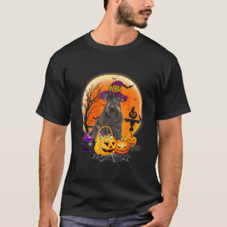Miniatur Schnauzer Hund- und MondHalloween-Kostüm T-Shirt