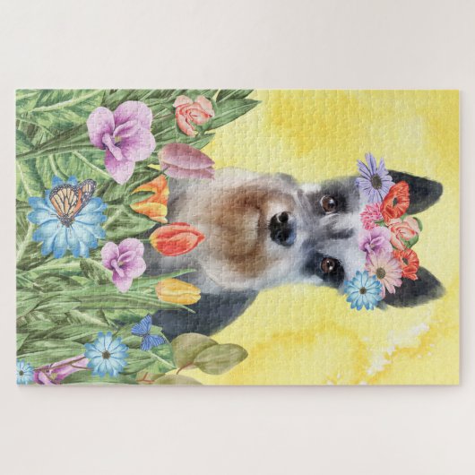 Miniatur-Schnauzer-Hunde-Blume Puzzle (Horizontal)