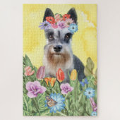 Miniatur-Schnauzer-Hunde-Blume Puzzle (Vertikal)