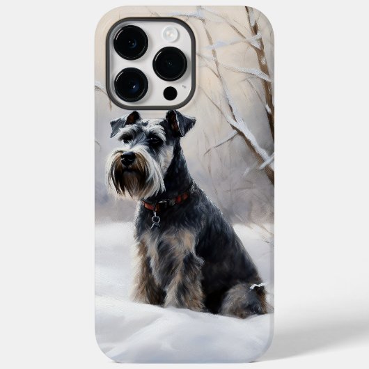Miniatur Schnauzer lassen es Schnee Weihnachten Case-Mate iPhone Hülle (Rückseite)