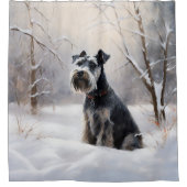 Miniatur Schnauzer lassen es Schnee Weihnachten Duschvorhang (Vorderseite)