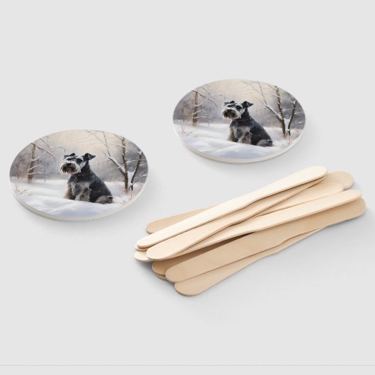 Miniatur Schnauzer lassen es Schnee Weihnachten Fächer (Non-assembled)