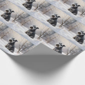 Miniatur Schnauzer lassen es Schnee Weihnachten Geschenkpapier (Ecke)