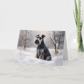 Miniatur Schnauzer lassen es Schnee Weihnachten Karte (Vorderseite)