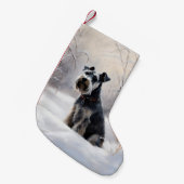 Miniatur Schnauzer lassen es Schnee Weihnachten Kleiner Weihnachtsstrumpf (Vorderansicht (hängend))