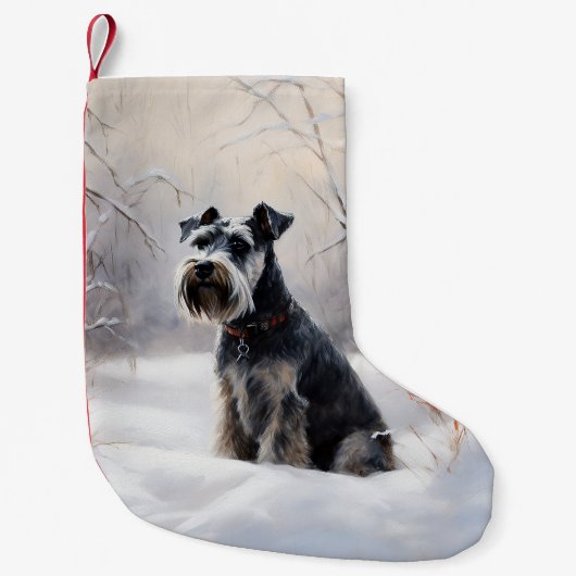 Miniatur Schnauzer lassen es Schnee Weihnachten Kleiner Weihnachtsstrumpf (Vorderseite)