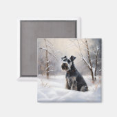 Miniatur Schnauzer lassen es Schnee Weihnachten Magnet (Vorderseite/Rückseite)
