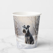 Miniatur Schnauzer lassen es Schnee Weihnachten Pappbecher (Rückseite)