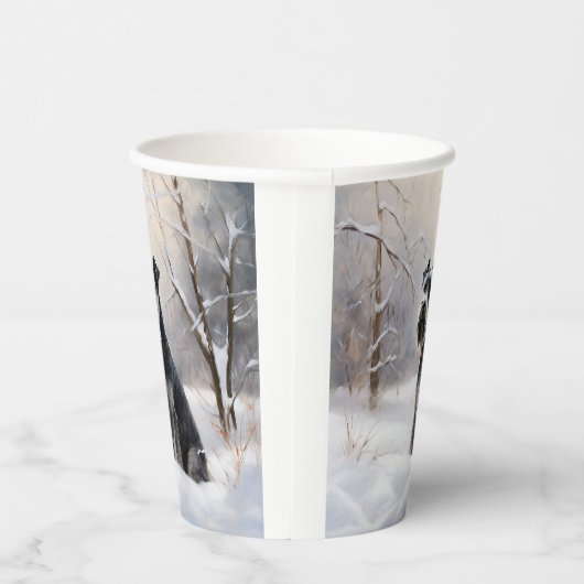 Miniatur Schnauzer lassen es Schnee Weihnachten Pappbecher (Rechts)