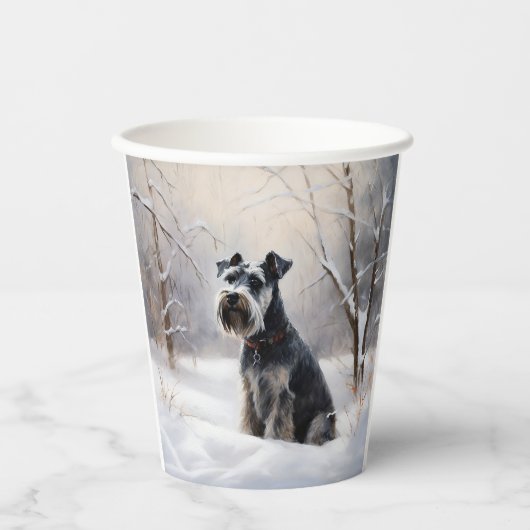 Miniatur Schnauzer lassen es Schnee Weihnachten Pappbecher (Vorderseite)
