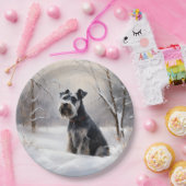 Miniatur Schnauzer lassen es Schnee Weihnachten Pappteller (Party)