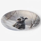 Miniatur Schnauzer lassen es Schnee Weihnachten Pappteller (Schrägansicht)