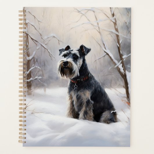 Miniatur Schnauzer lassen es Schnee Weihnachten Planer (Vorderseite)