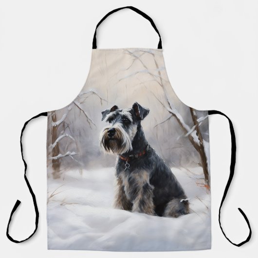 Miniatur Schnauzer lassen es Schnee Weihnachten Schürze (Vorderseite)