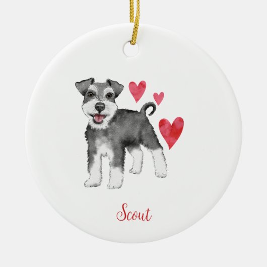 Miniatur Schnauzer Mini Schnauzer Custom Text Keramik Ornament (Vorne)