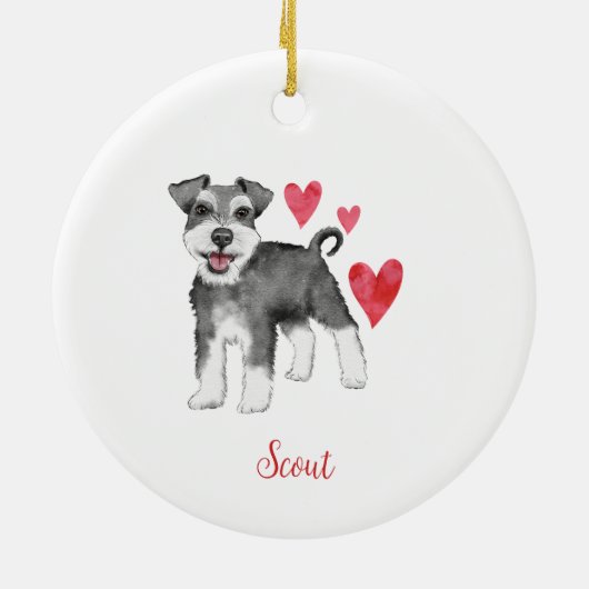 Miniatur Schnauzer Mini Schnauzer Custom Text Keramik Ornament (Hinten)