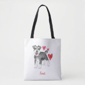 Miniatur Schnauzer Mini Schnauzer Custom Text Tasche (Vorderseite)