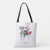 Miniatur Schnauzer Mini Schnauzer Custom Text Tasche (Rückseite)
