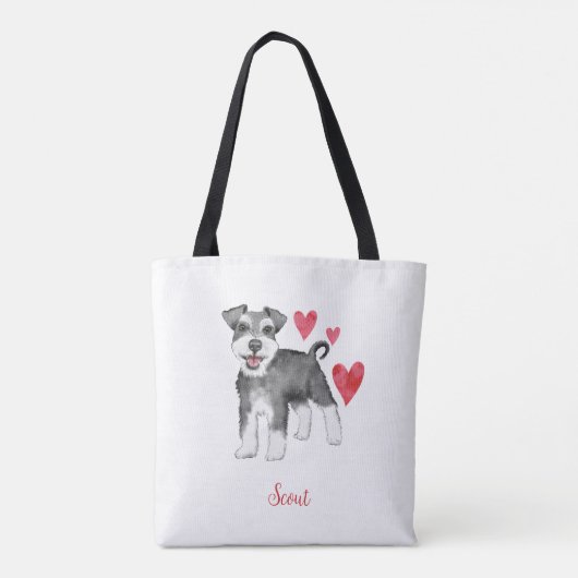 Miniatur Schnauzer Mini Schnauzer Custom Text Tasche (Rückseite)