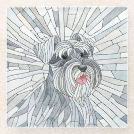 Miniatur Schnauzer Mosaik Art Glasuntersetzer