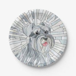 Miniatur Schnauzer Mosaik Art Pappteller