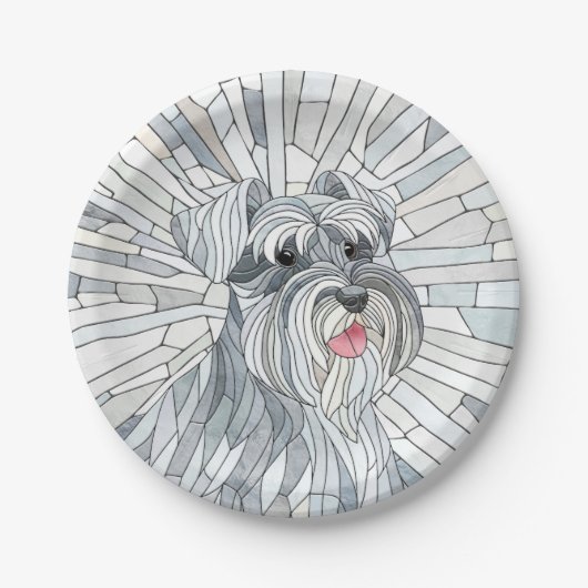 Miniatur Schnauzer Mosaik Art Pappteller (Vorderseite)